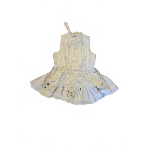 Nicole Miller Tops - Nicole Miller White Lace Peplum Sleeveless Top Size Small